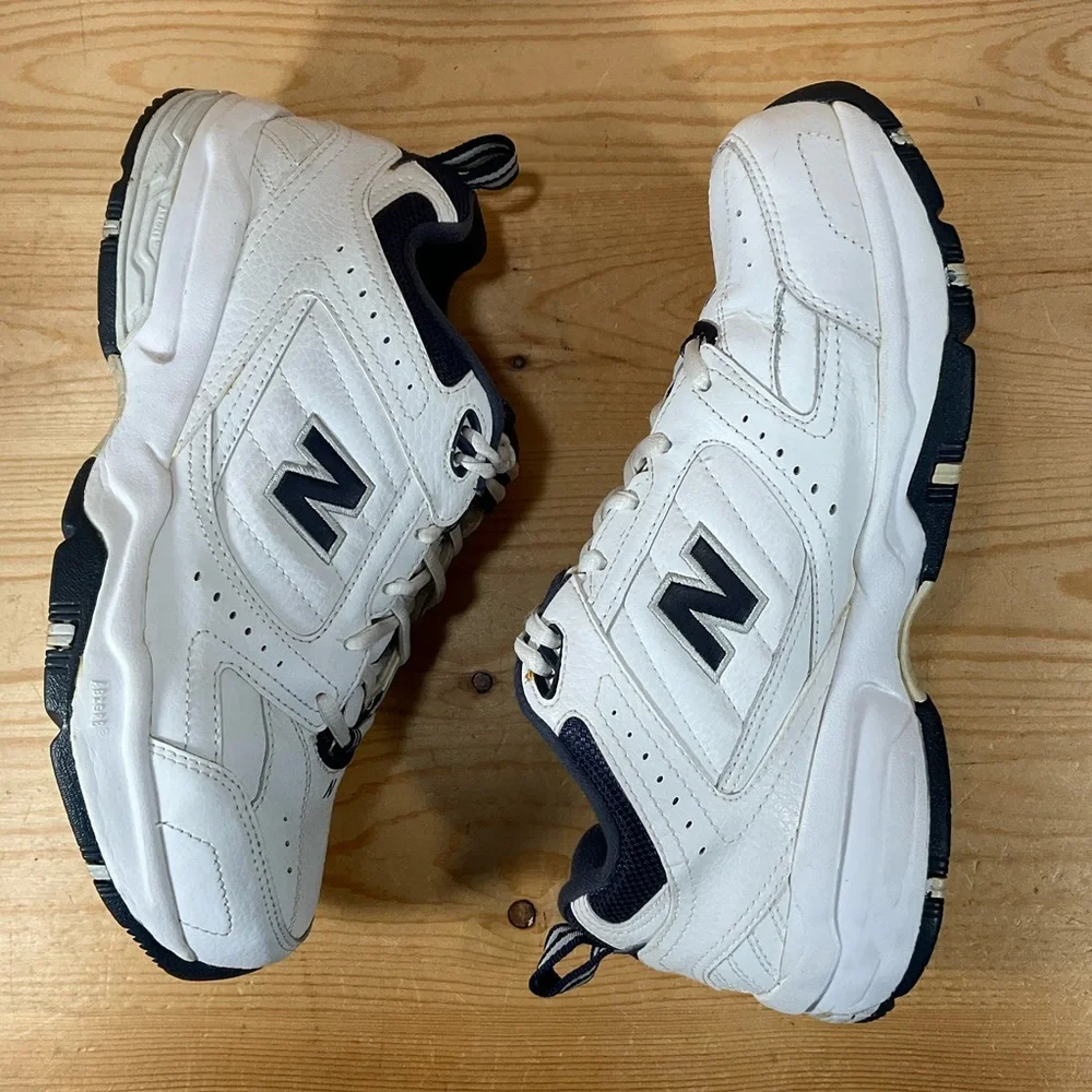 New Balance 608 v2 Training Shoes Men’s 8 4E X-WIDE White Navy Leather MX608V2W